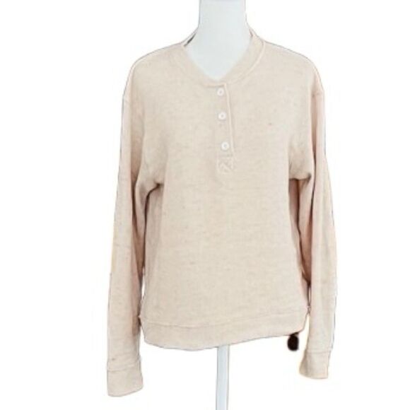 Urban Outfitters Carter Thermal Waffle Knit Long Sleeve Henley/Oatmeal size S - Picture 2 of 8